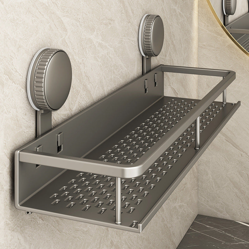 Suction Cup Wall Shelf Bathroom, Space Aluminum — product view 1