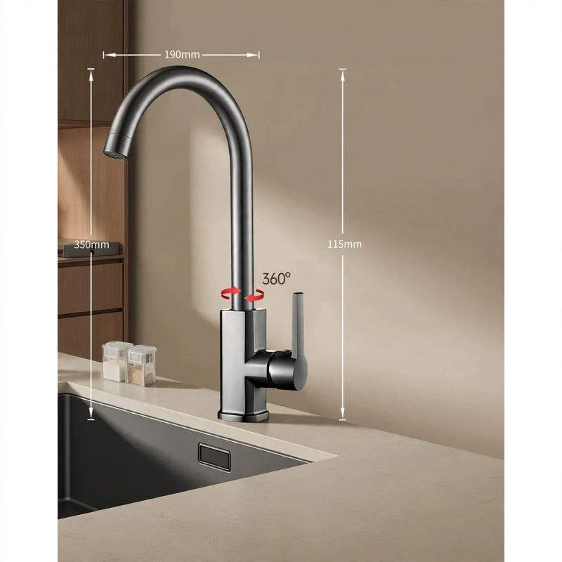 Kitchen faucet with splash guard, swivel, model S-10804 — product view 4
