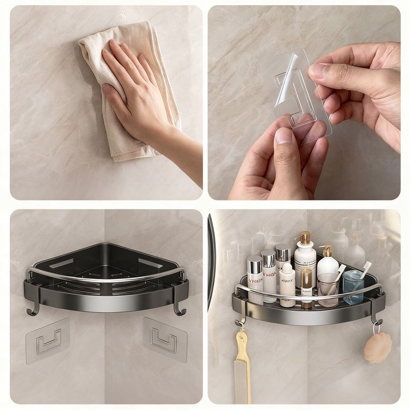 Triangle wall shelf, ABS, multi-layer, no drilling — product view 1