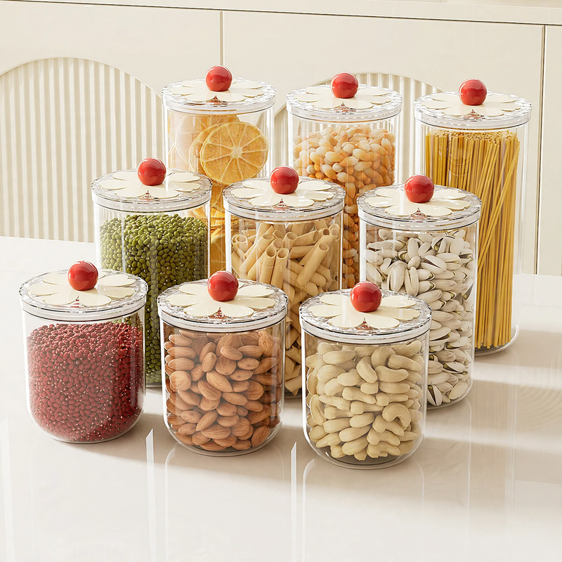 Plastic storage container, round, transparent — product view 1