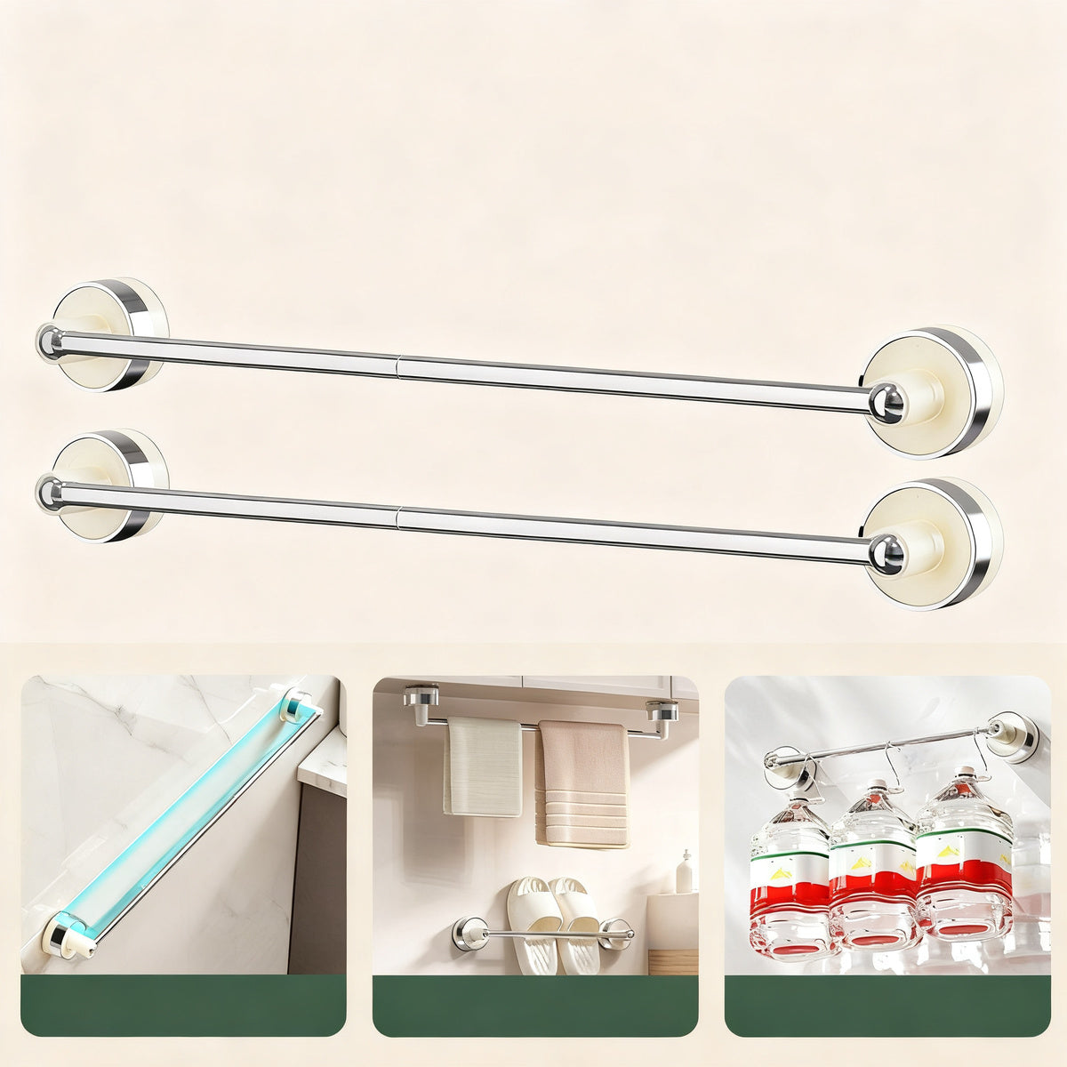 Telescopic suction cup towel bar for bathroom — product view 7