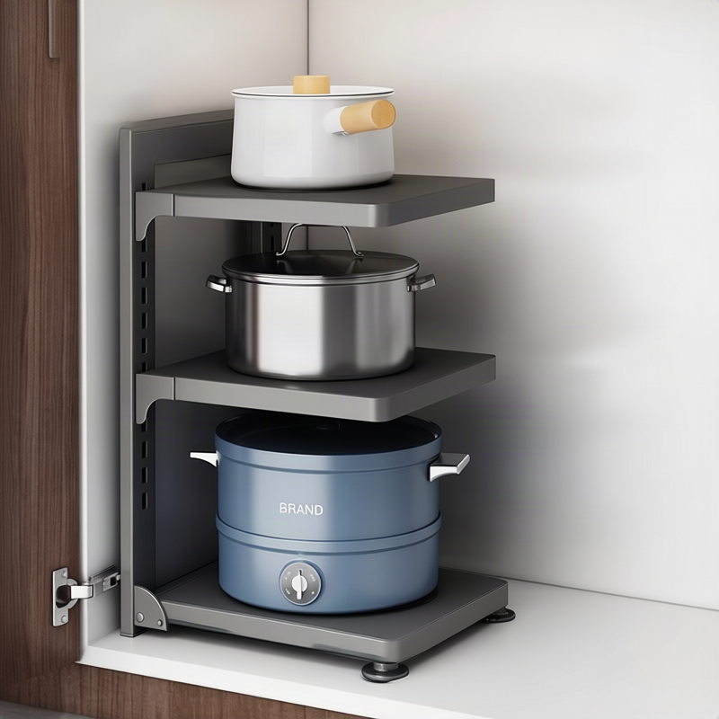 Pot shelf, multi-tier, gunmetal, foldable — product view 3