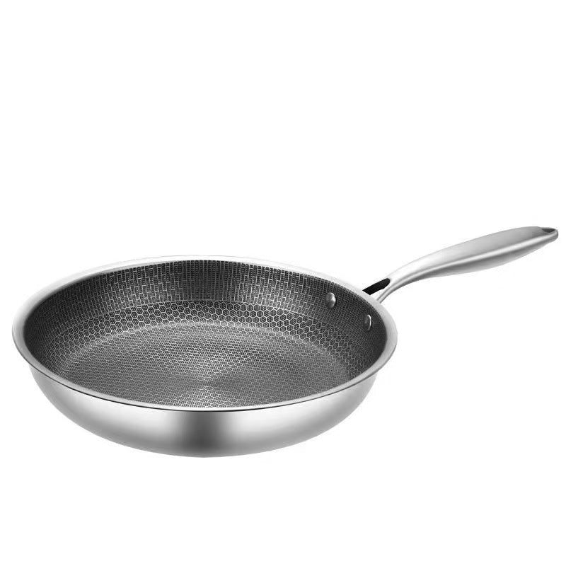 Frying pan, 410 stainless steel, honeycomb pattern — product view 4