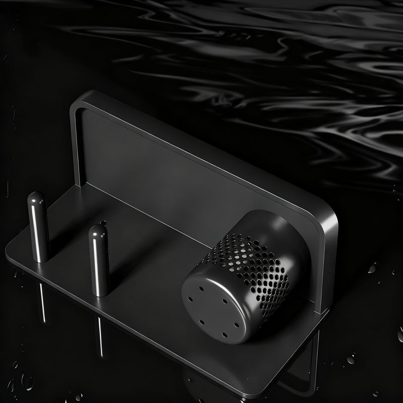 Hairdryer wall holder with toothbrush shelf — product view 2