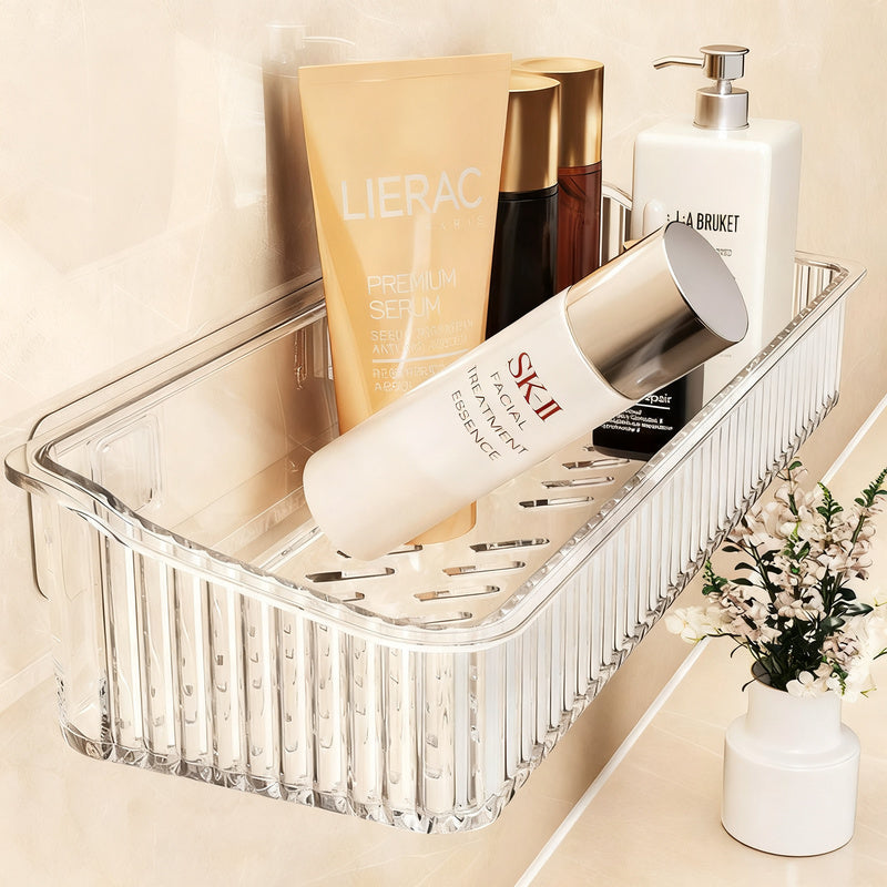 Transparent bathroom wall shelf, no drilling — product view 2
