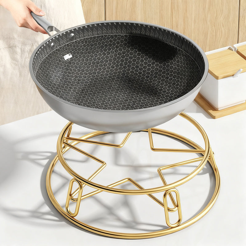 Stainless steel pot holder, round, for cookware — product view 1