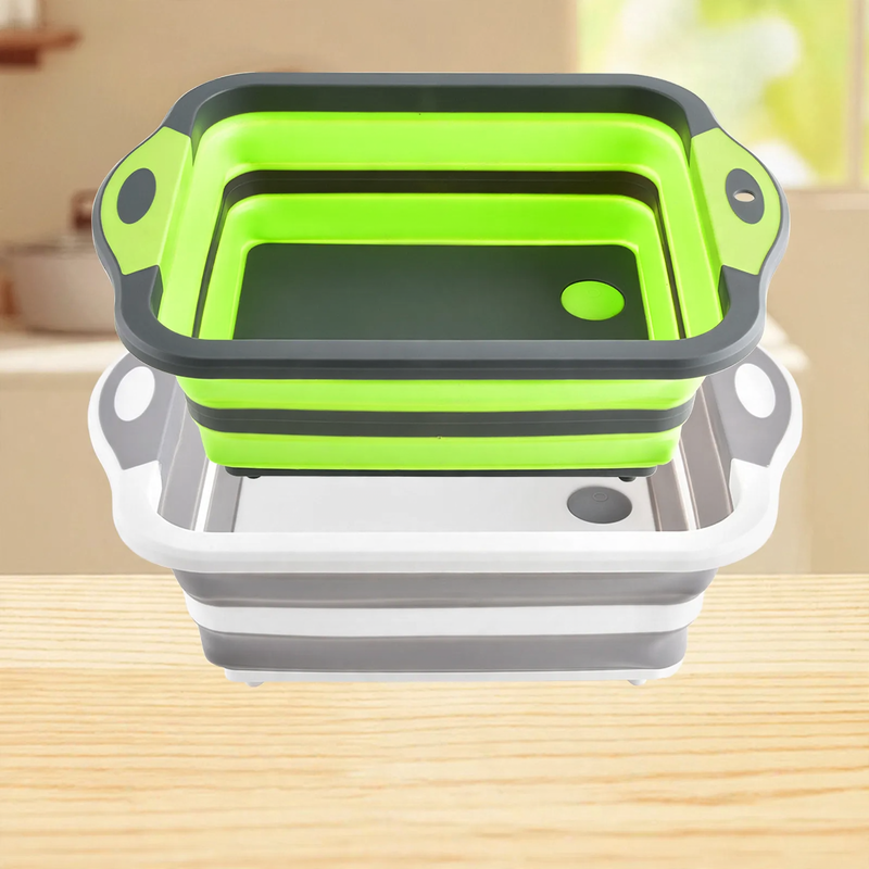 Folding vegetable bowl with strainer — product view 1