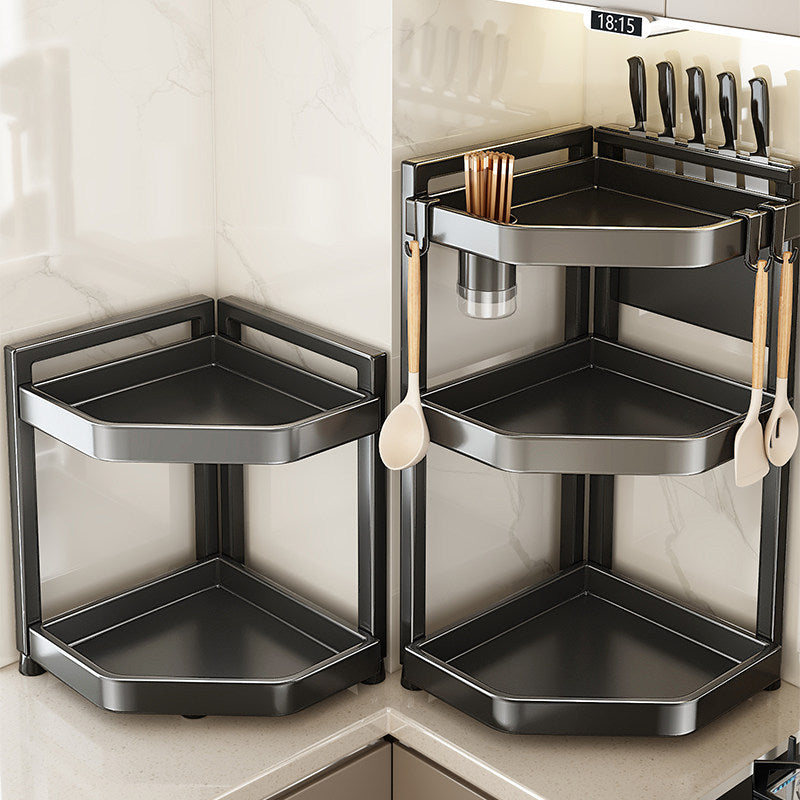 Corner shelf for kitchen, spice rack, carbon steel — product view 1