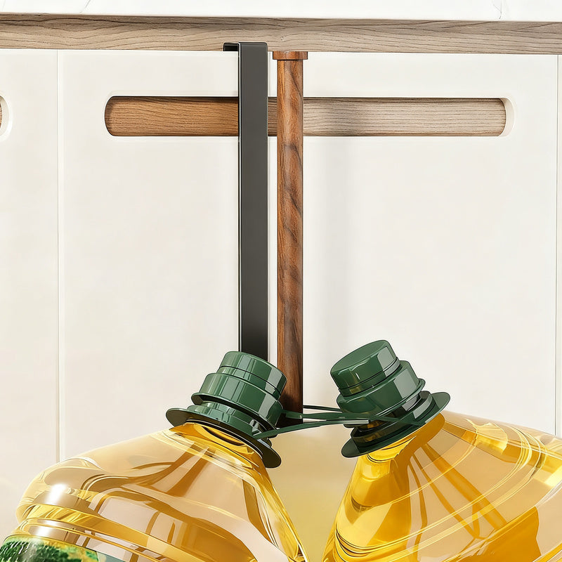 Kitchen roll holder with aluminum and walnut wood — product view 3