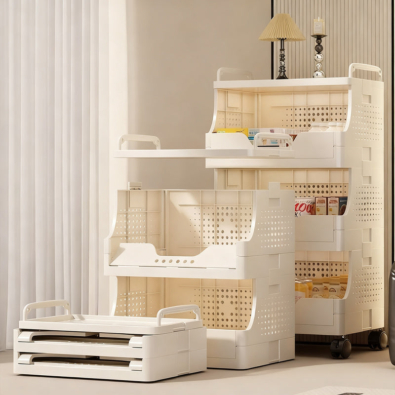 Plastic shelf cart with wheels, multi-layered — product view 1