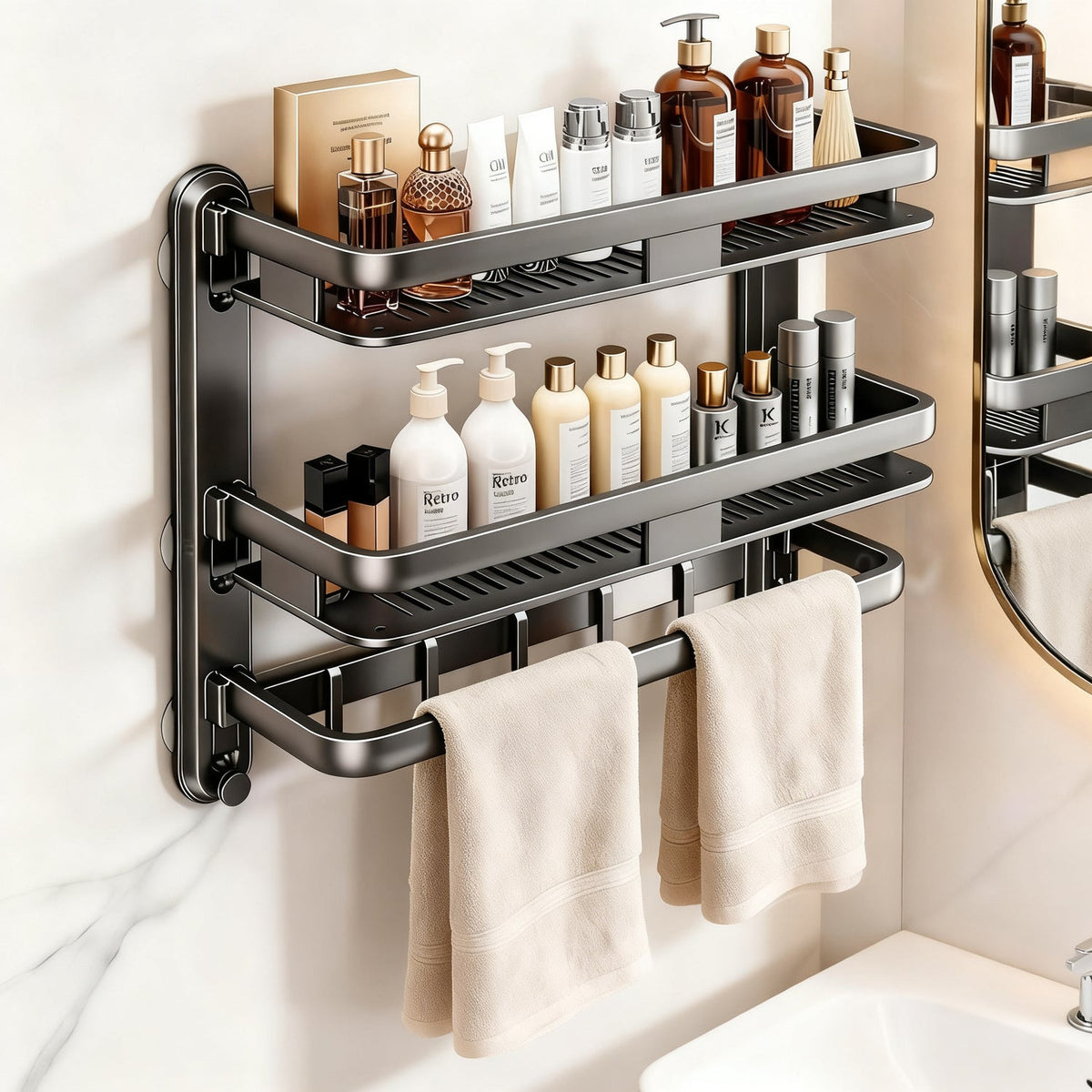 Bathroom shelf with suction cup, multi-layered — product view 5