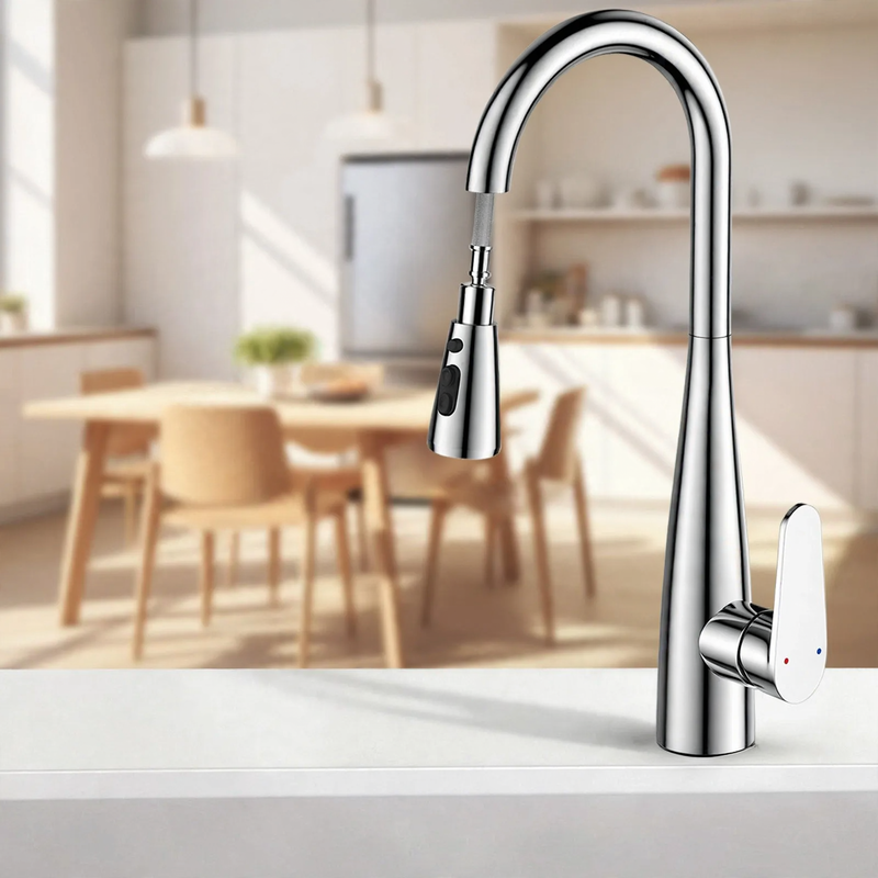 Kitchen faucet with retractable spout, cold and hot water — product view 6