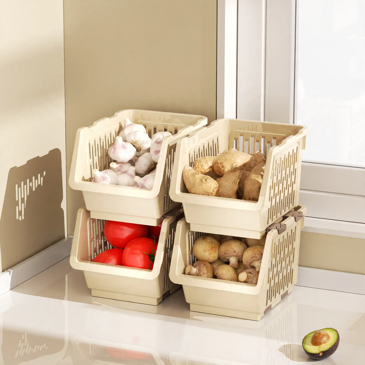 Stackable storage box made of PET, model 26YM.7465 — product view 5