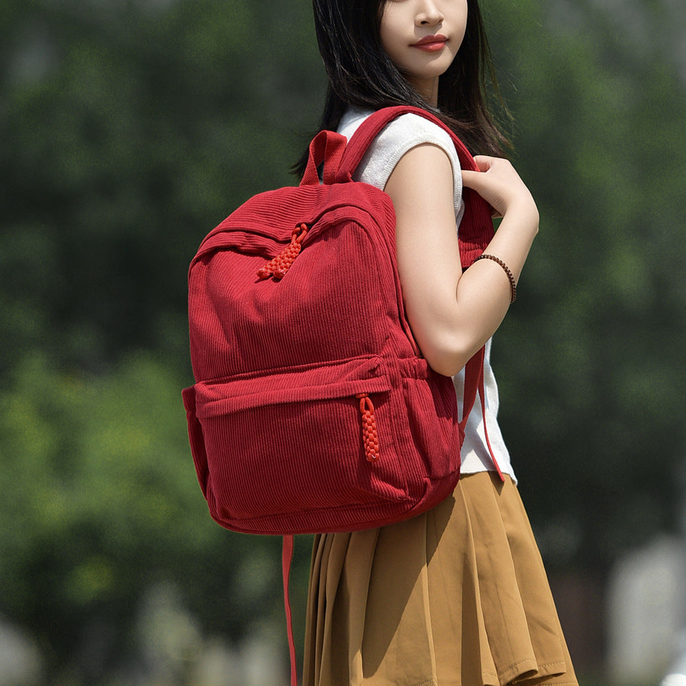 Cord backpack for university and travel — product view 2