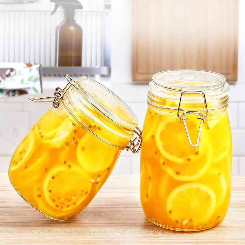 Glass storage jar with lid, airtight — product view 2