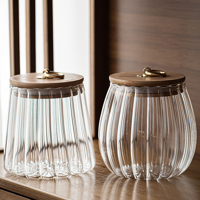 Flower-shaped glass storage, transparent, modern — product view 3
