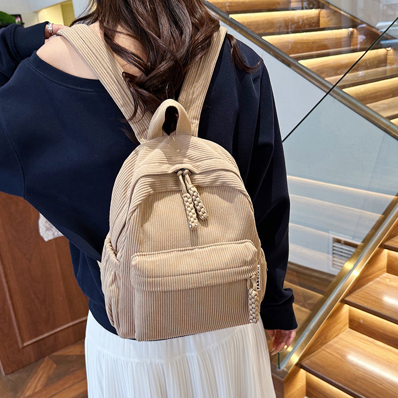 Large PU backpack, light, solid color — product view 2