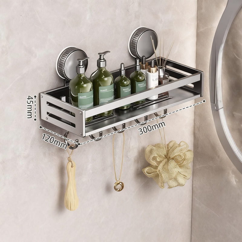 Suction Cup Wall Shelf Bathroom, Space Aluminum — product view 5