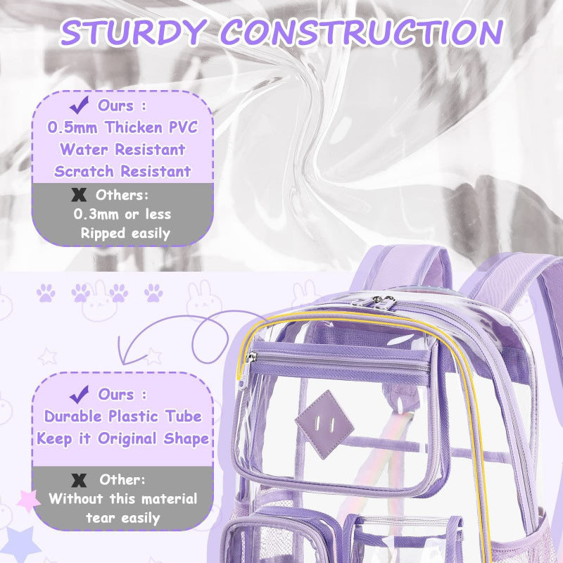Transparent PVC Backpack, 43×17×35 cm — product view 4