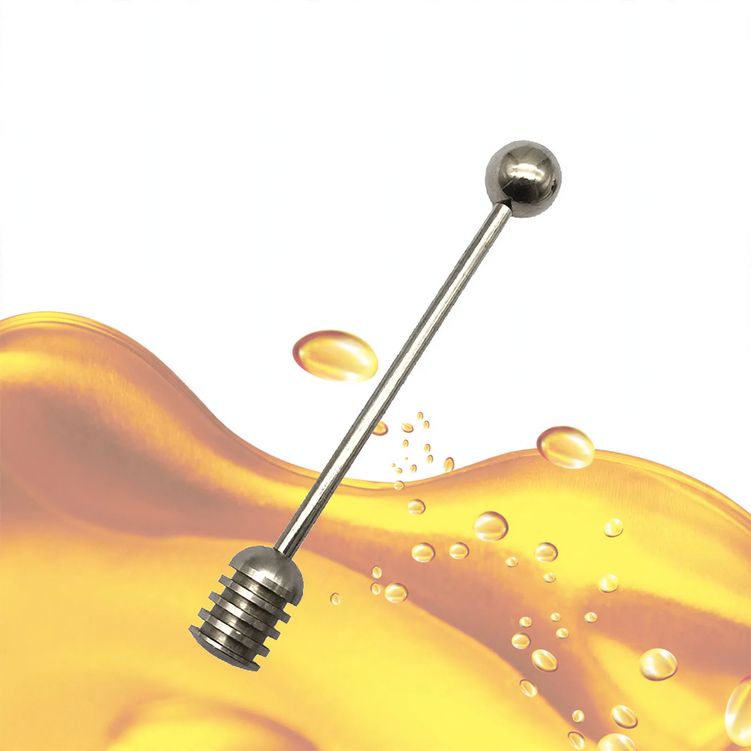 Stainless Steel Honey Dispenser with Stirring Rod — product view 3