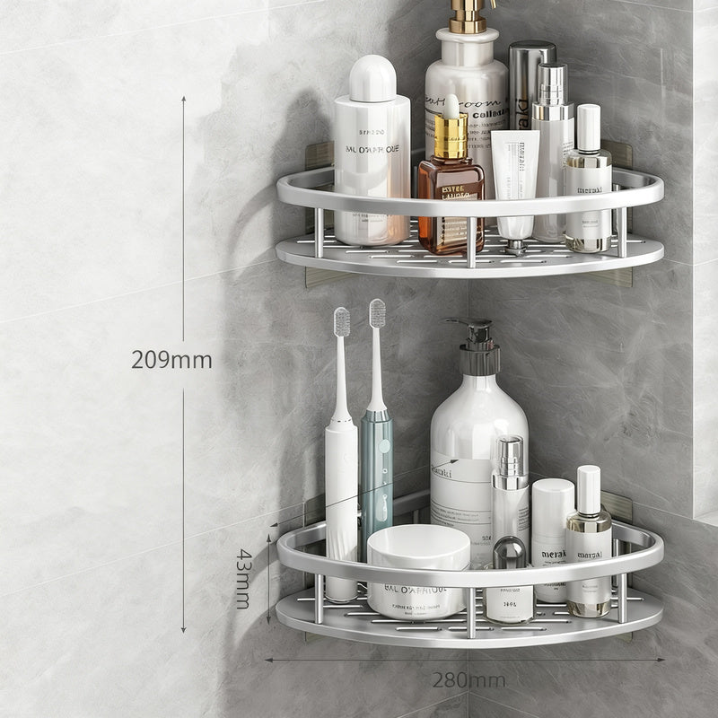 Wall shelf bathroom, triangular, no drilling, aluminum — product view 6