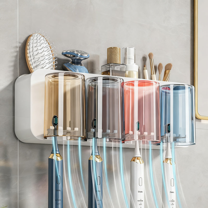 Toothbrush wall holder with toothpaste dispenser — product view 2