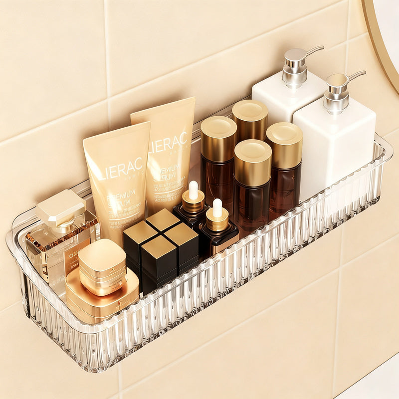 Transparent bathroom wall shelf, no drilling — product view 3