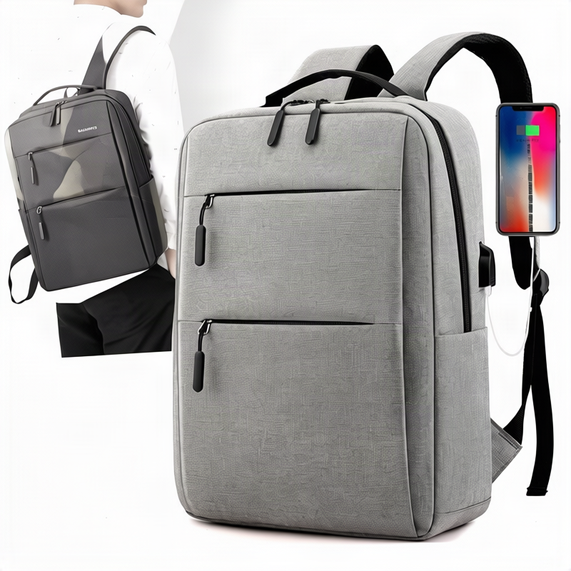 Nylon backpack with USB connection, 20–35 L — product view 1