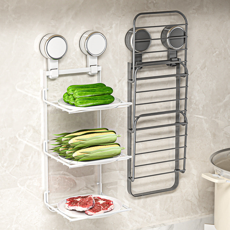 Suction cup preparation shelf, stainless steel, three-layer — product view 1