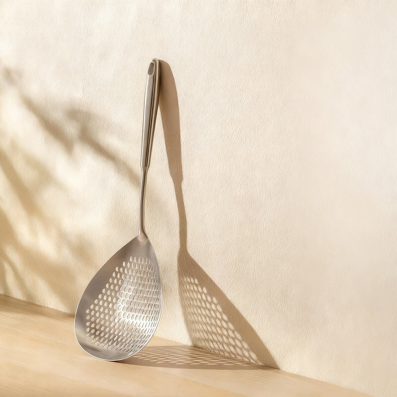 Stainless steel ladle with wooden handle, large size — product view 7