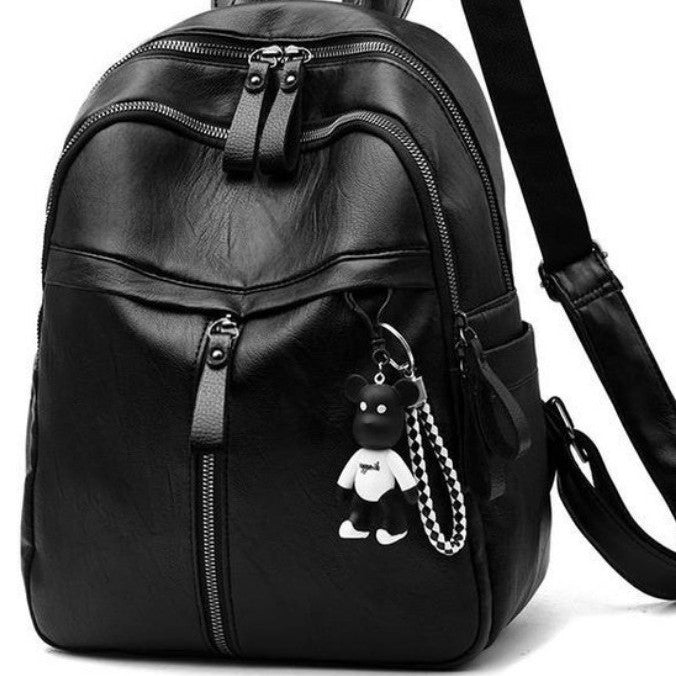 Double shoulder backpack with soft faux leather look — product view 3