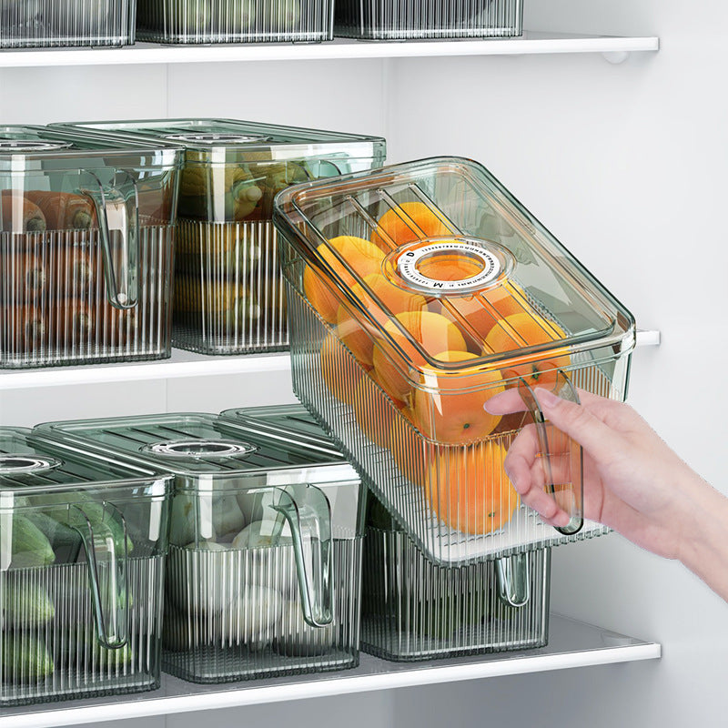 Refrigerator storage container with drain and timer function — product view 1