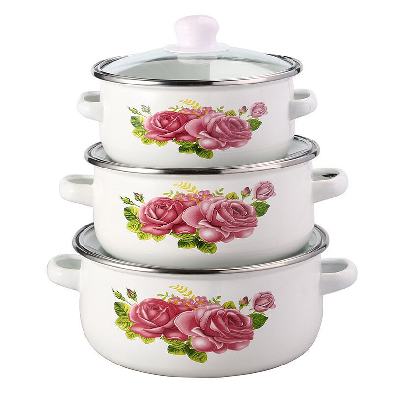 Enamelled Cooking Pot Set with Glass Lid — product view 6