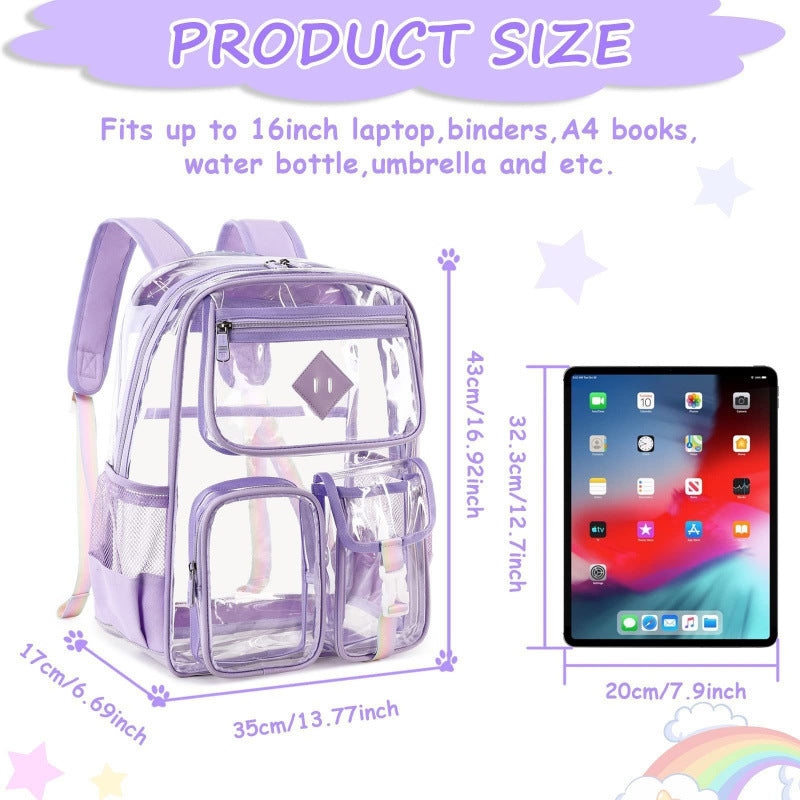 Transparent PVC Backpack, 43×17×35 cm — product view 2