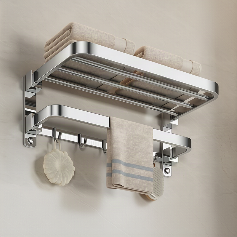 Stainless steel towel holder, wall-mounted, foldable — product view 5