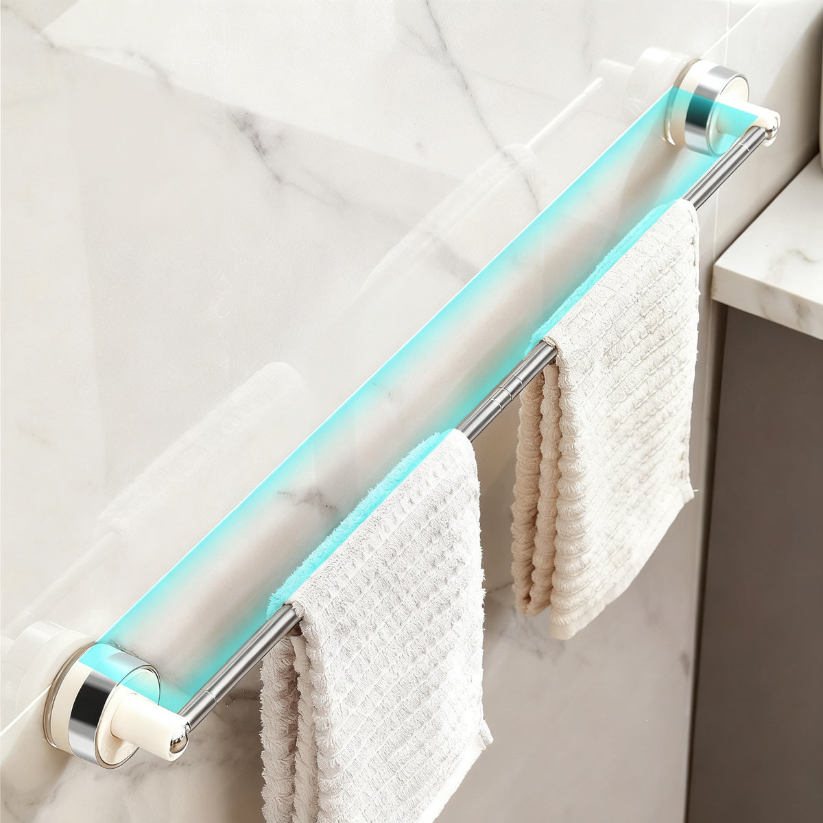 Telescopic suction cup towel bar for bathroom — product view 3