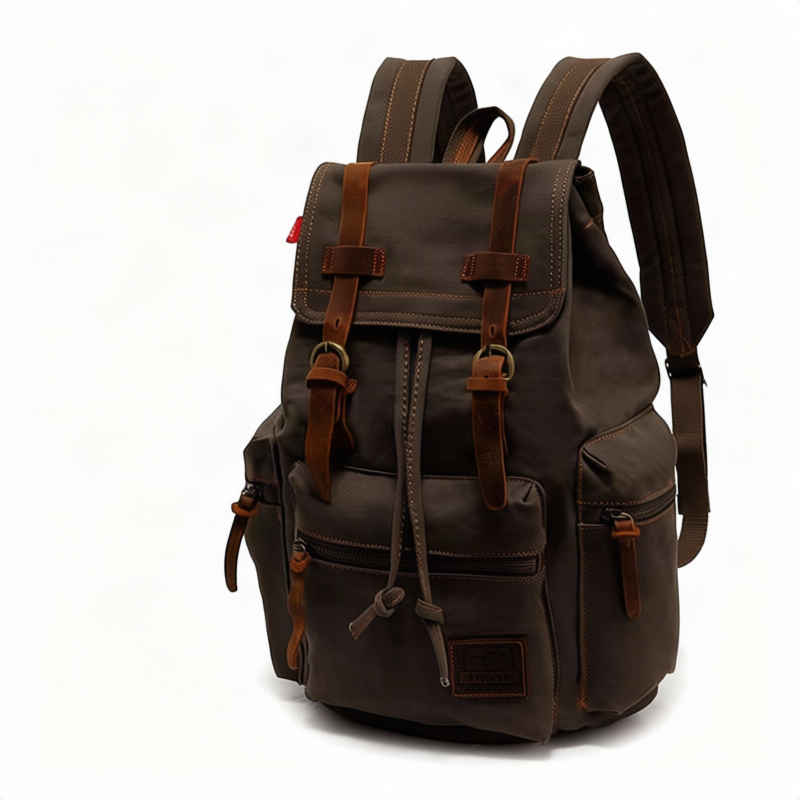 Linen backpack, 36–55 L, 15.6 inches, in vintage style — product view 2
