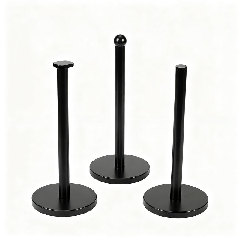 Standing paper roll holder made of stainless steel, black — product view 1