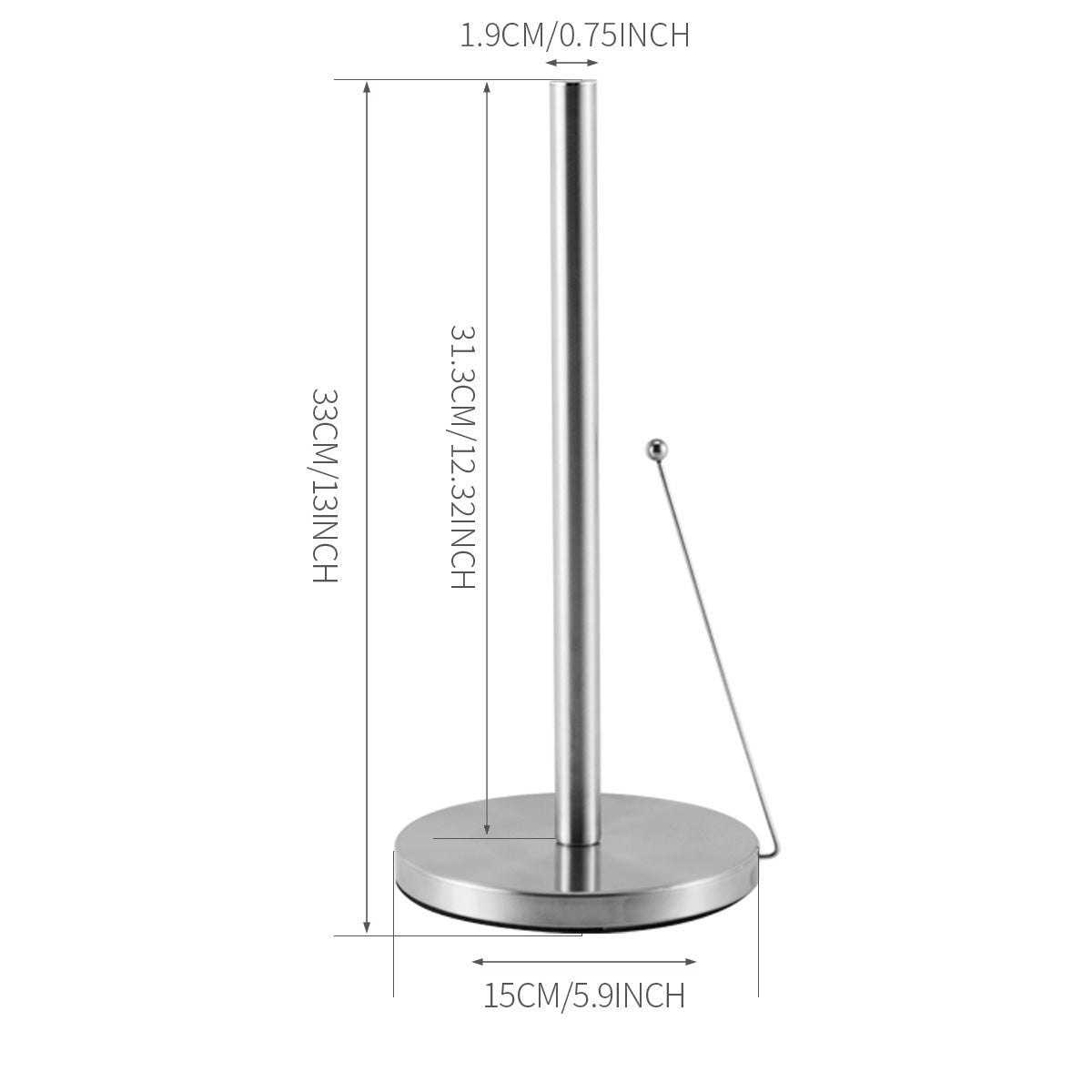 Stainless steel kitchen roll holder — product view 5