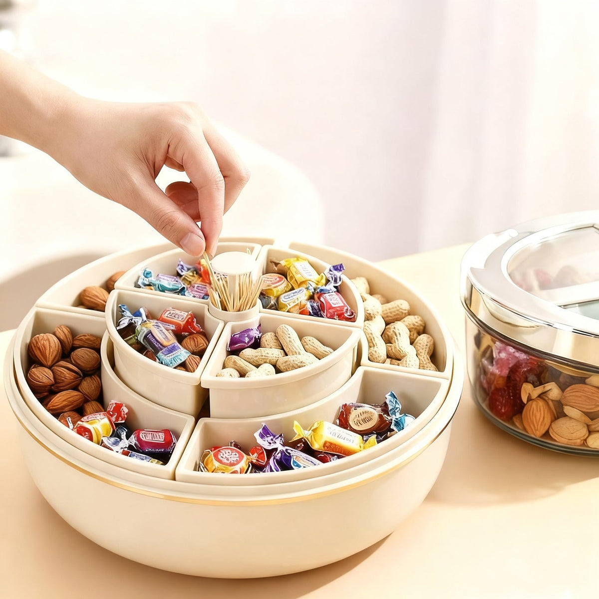Rotatable nut shell with 8 compartments, sealable — product view 1