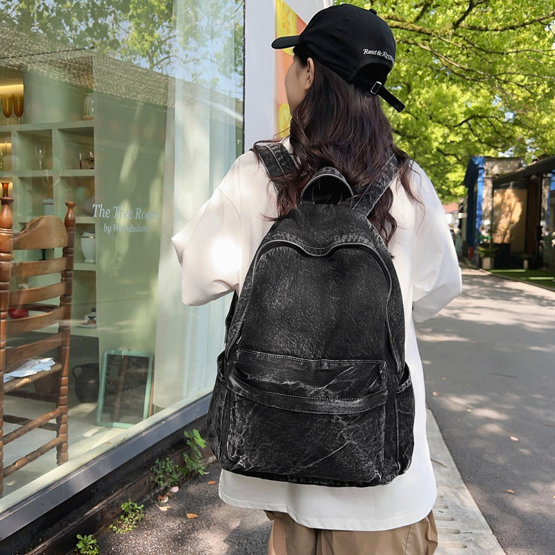 Denim fabric backpack, lightweight and versatile — product view 2