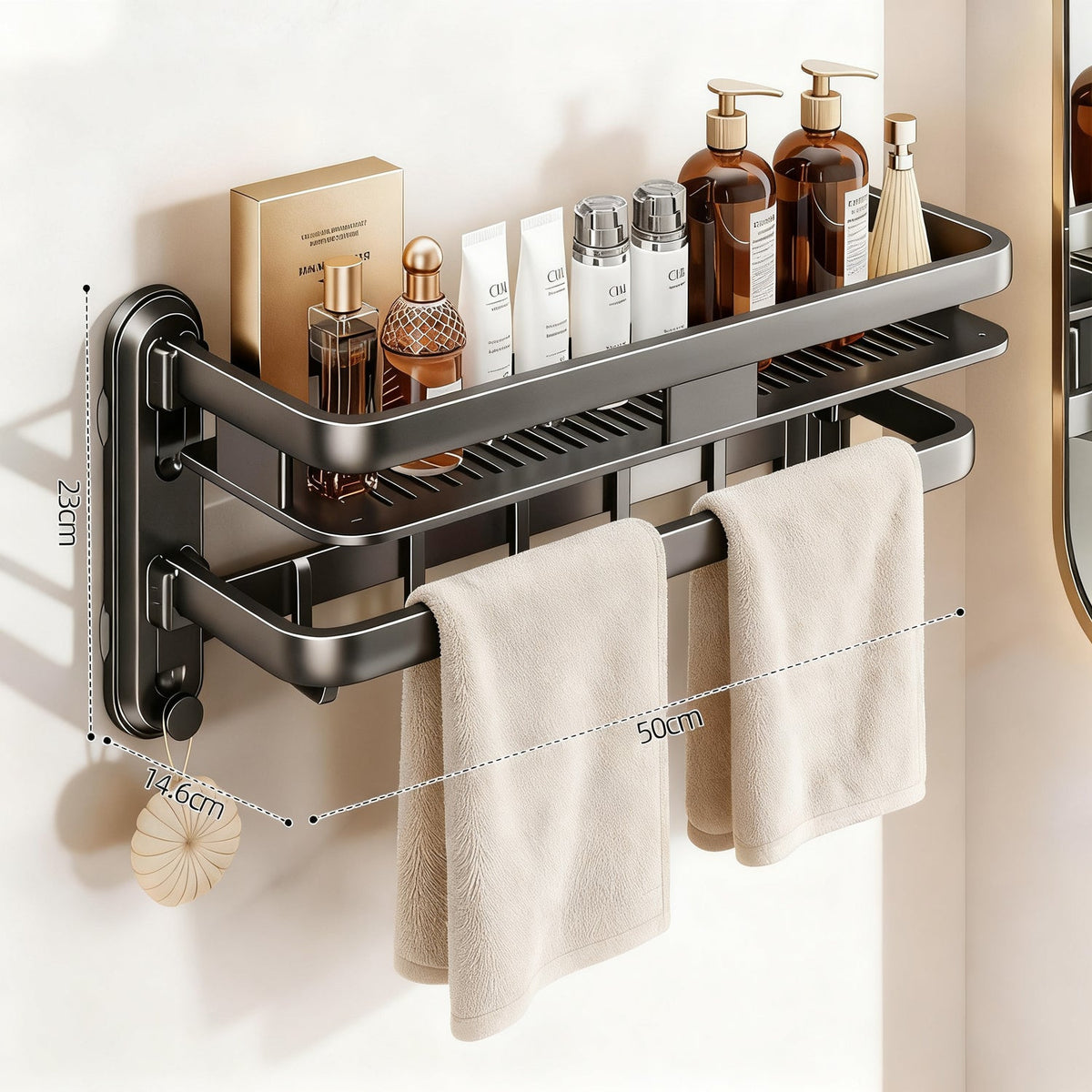 Bathroom shelf with suction cup, multi-layered — product view 4