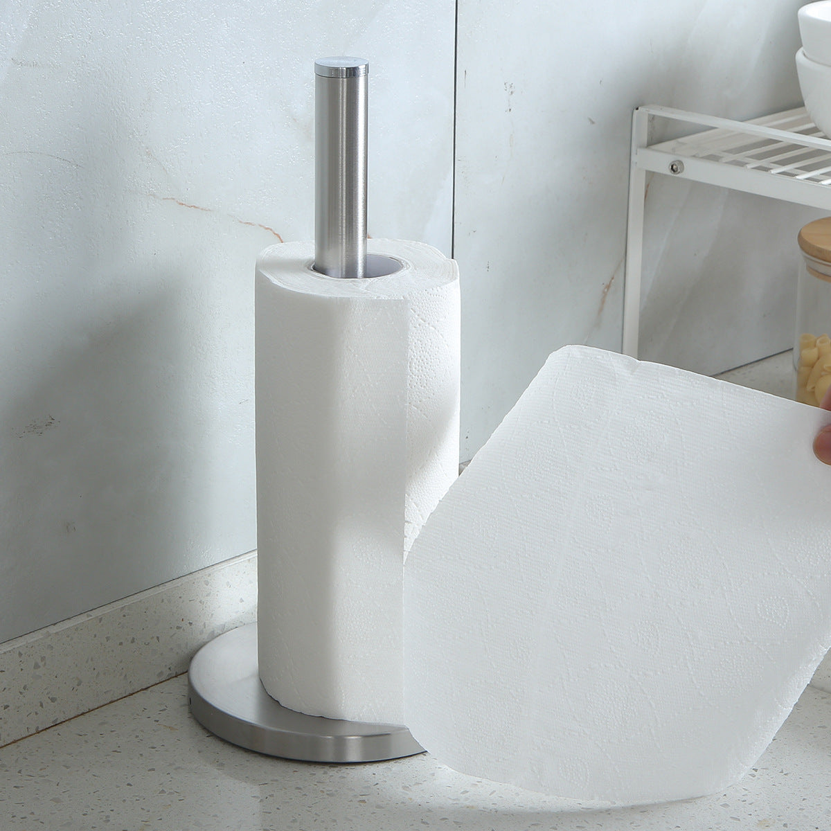Stainless steel kitchen roll holder — product view 2