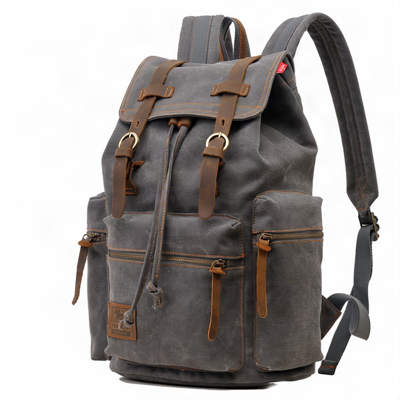 Linen backpack, 36–55 L, 15.6 inches, in vintage style — product view 7