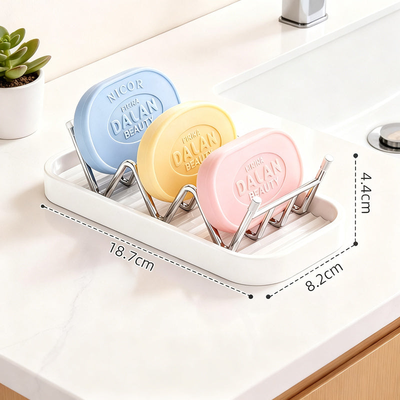 Soap dish made of stainless steel with shelf — product view 6