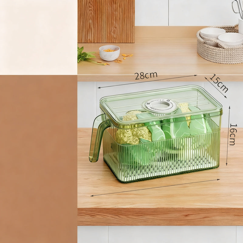 Refrigerator storage container with drain and timer function — product view 7