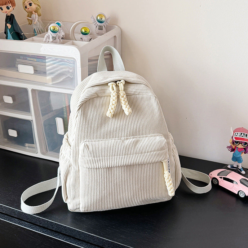 Large PU backpack, light, solid color — product view 5