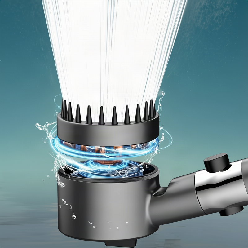 Multifunctional shower head with LED and massage function — product view 1