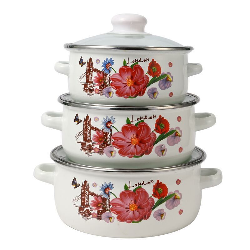Enamelled Cooking Pot Set with Glass Lid — product view 5