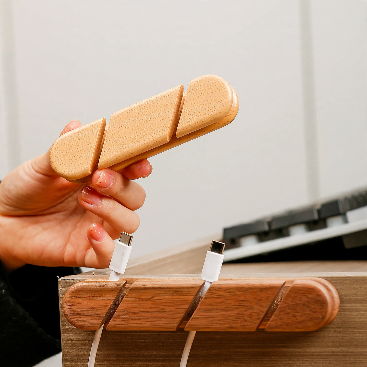 Wooden cable organizer, model K009 — product view 1